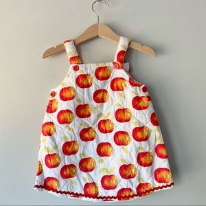 Quilted Apple Print Overall Dress